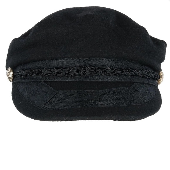 Epoch Accessories - EPOCH BLACK FIDDLERS CAP WITH GOLD BUTTONS & REMOVABLE BRAIDED DETAIL SIZE L./XL